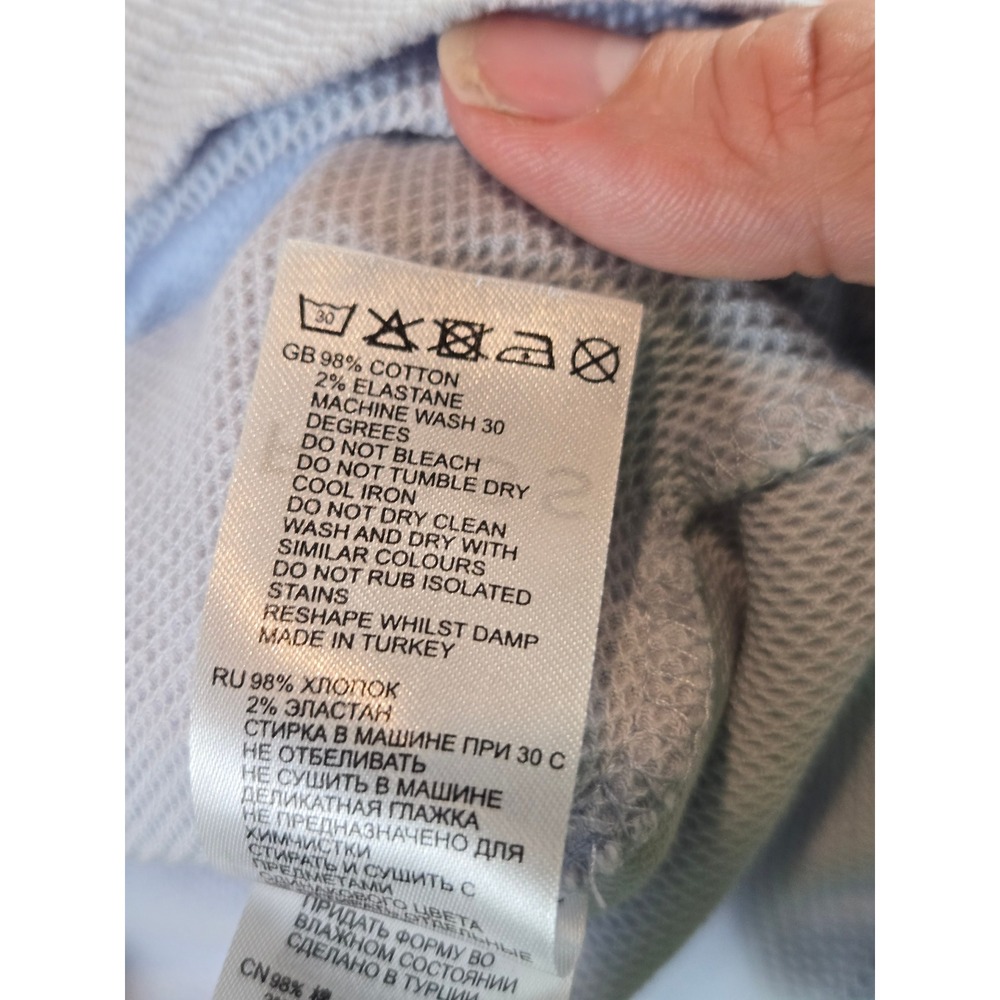 Reiss Billy Zip Polo Mens Size M Light Blue Textured Waffle Knit Short Sleeve - Picture 8 of 13